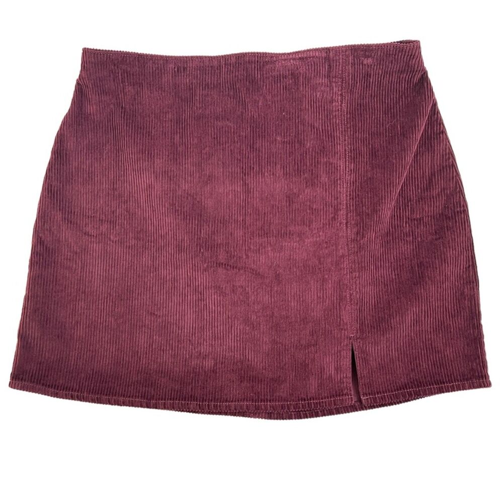 Hollister Mini Skirt Maroon High Rise Corduroy Classic Core Academia Sz. L